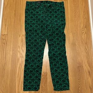 J. Crew Green Corduroy Bow Toothpick Pant
